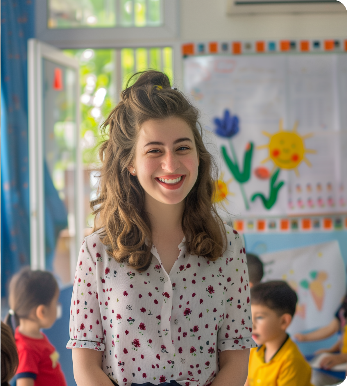 Woman in a happy environment.